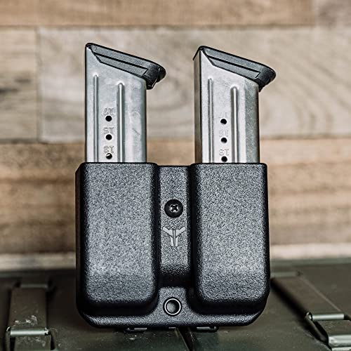 OWB Double Mag Pouch for Glock 17, 19, 22, 23 & More - USA Made - Signature Double Magazine Carrier with Tek-Lok Belt Attachment Clip by Blade-Tech Ho